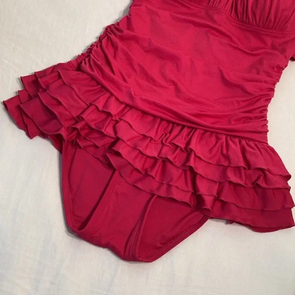 Juicy Couture Hot pink cascade ruffled swimsuit one piece - Picture 2 of 16